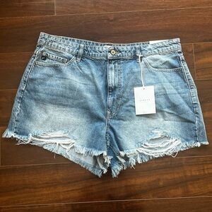 NWT - Kancan - High Rise Distressed Denim Jean Shorts - Womans XL